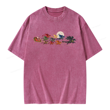 Pagewings Christmas Dragon Bookish Unisex Washed T-shirt