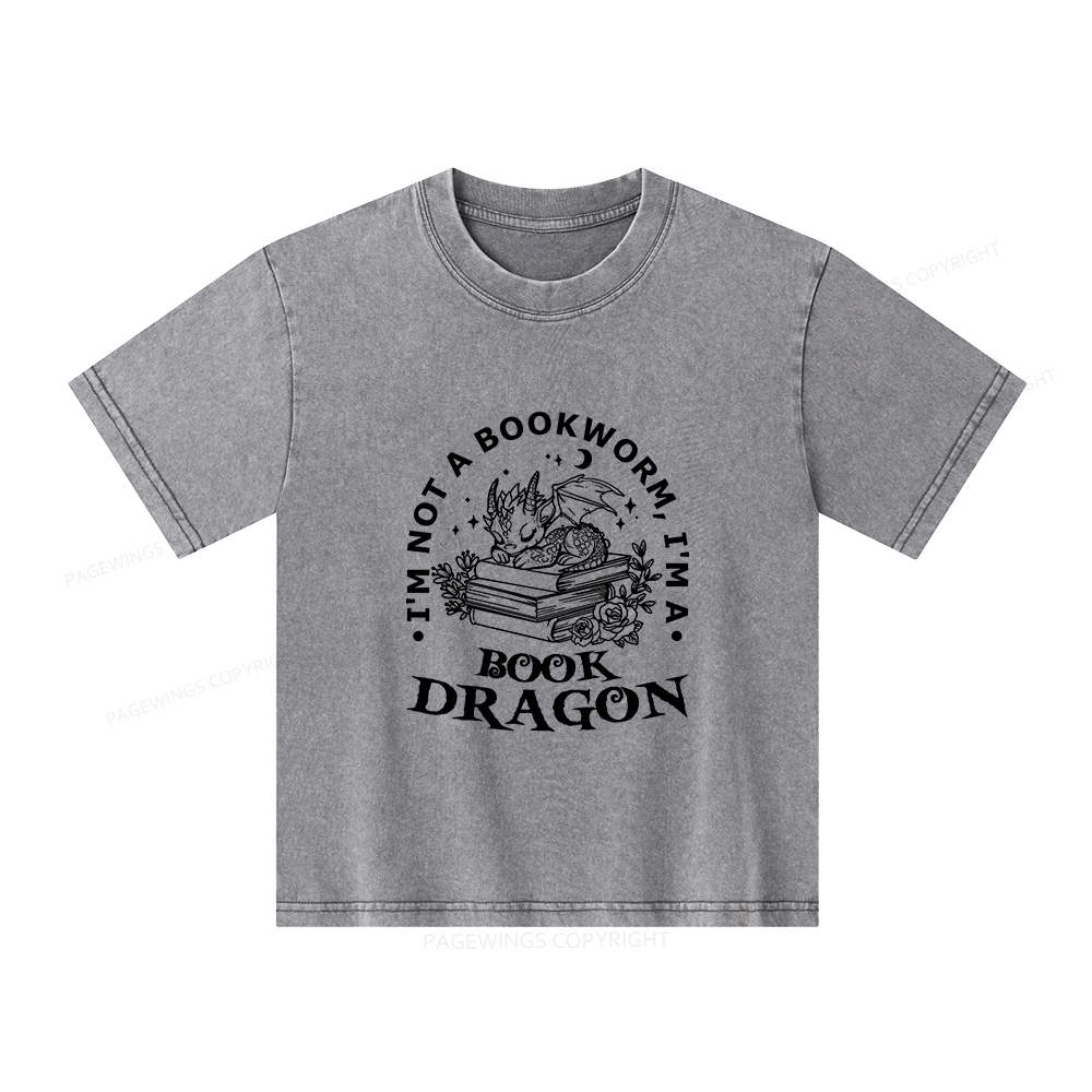 Pagewings I’m Not A Bookworm I’m A Book Dragon Unisex Kids Washed T-shirt