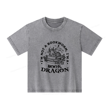 Pagewings I’m Not A Bookworm I’m A Book Dragon Unisex Kids Washed T-shirt