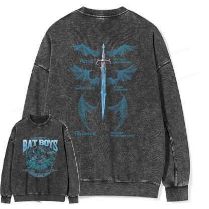 Pagewings Bat Boys Unisex Washed Sweatshirt