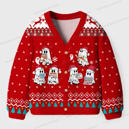 Pagewings Ghost Reader Unisex Ugly Cardigan Sweaters