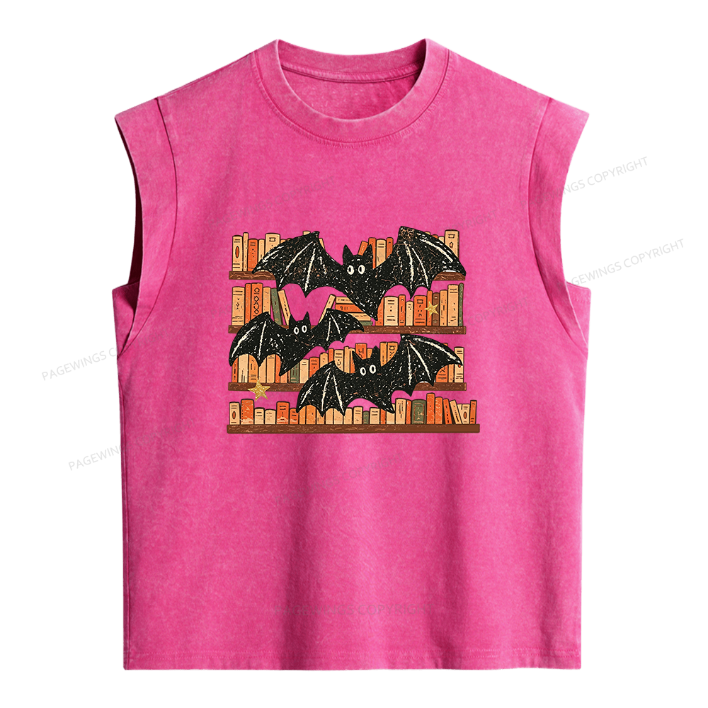 Pagewings Bat Halloween Women's Washed Tank Top