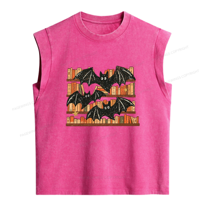 Pagewings Bat Halloween Women's Washed Tank Top