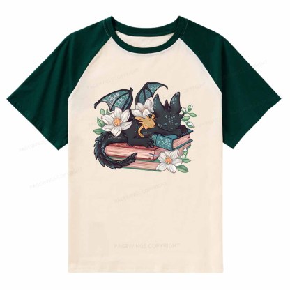 Pagewings Fantasy Book Dragon Raglan T-shirt