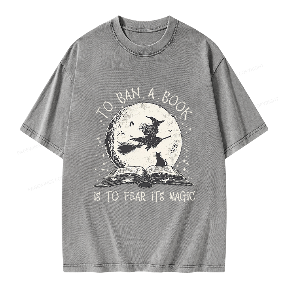 Pagewings Halloween Witch Book Unisex Washed T-shirt