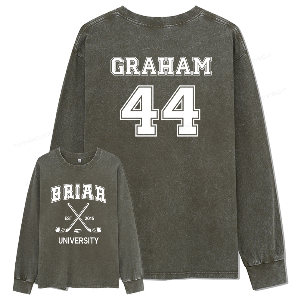 Pagewings Hockey Romance Unisex Washed Long Sleeve T-shirt 