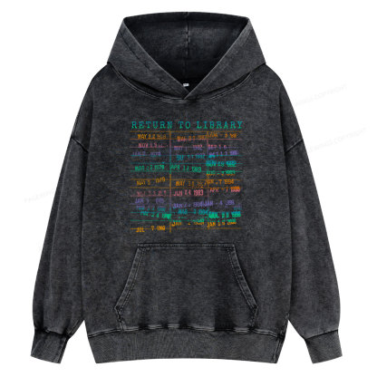 Pagewing Vintage Library Rainbow Unisex Washed Hoodie