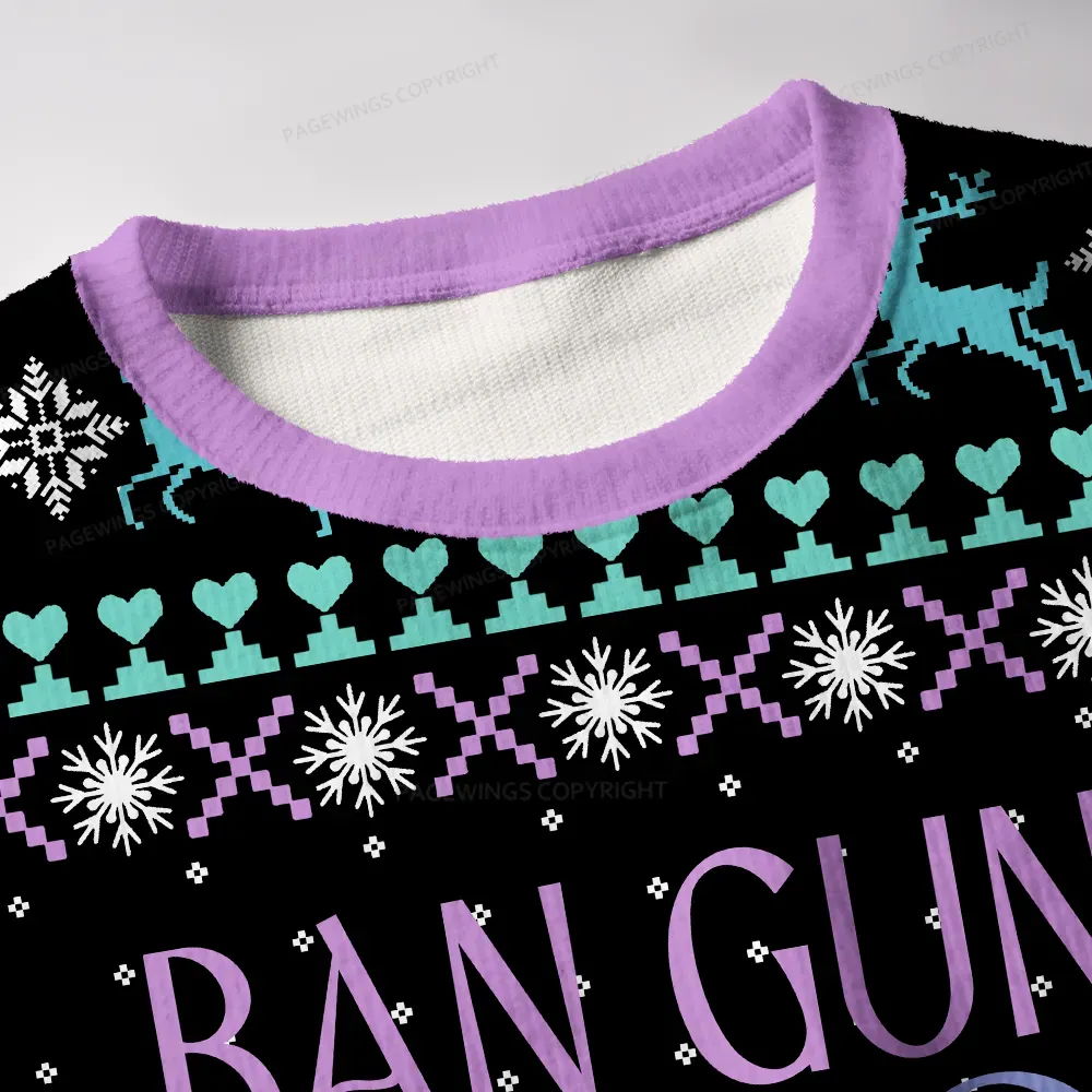 Pagewings Ban Guns Not Books Unisex Ugly Knit Sweatshirt