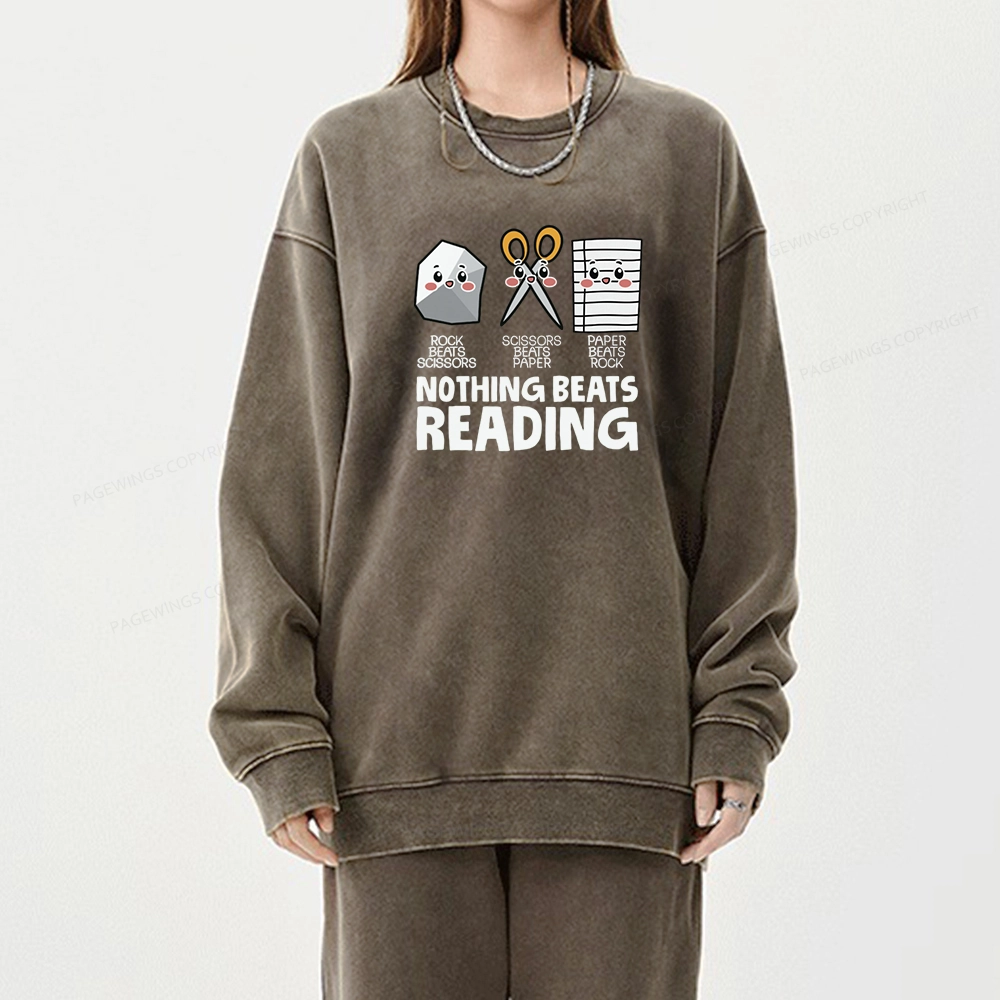 Pagewing Nothing Beats Reading Unisex Washed Sweatshirt