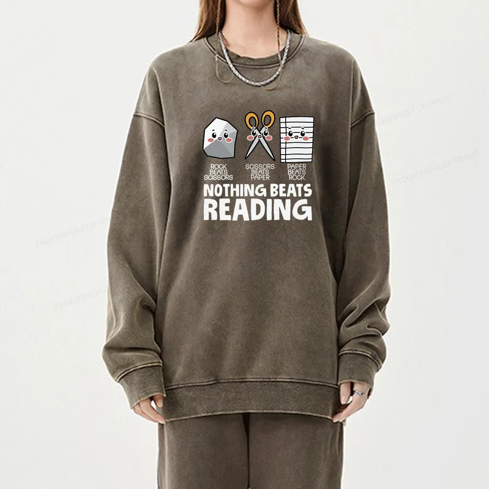 Pagewing Nothing Beats Reading Unisex Washed Sweatshirt