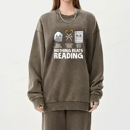 Pagewing Nothing Beats Reading Unisex Washed Sweatshirt