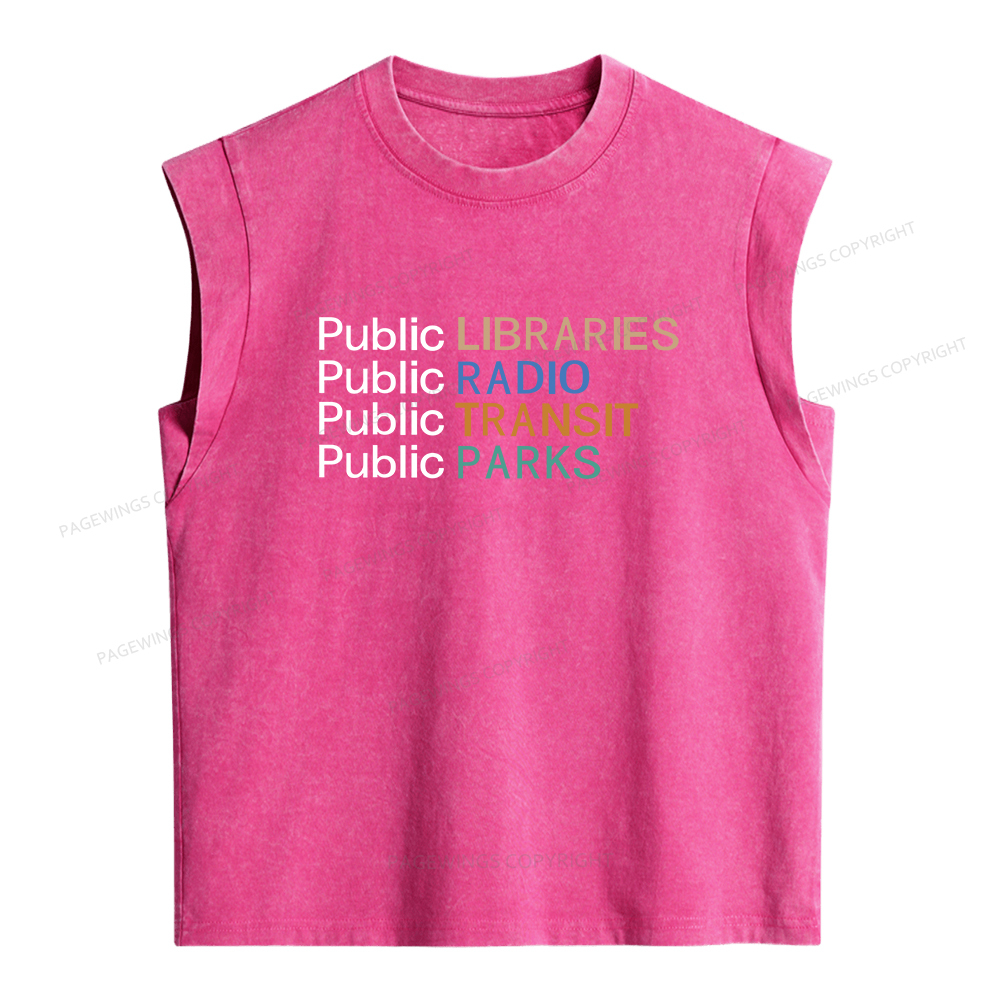 Pagewings Public Libraries Radio Transit Parks Women's Washed Tank Top