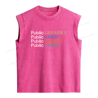 Pagewings Public Libraries Radio Transit Parks Women's Washed Tank Top