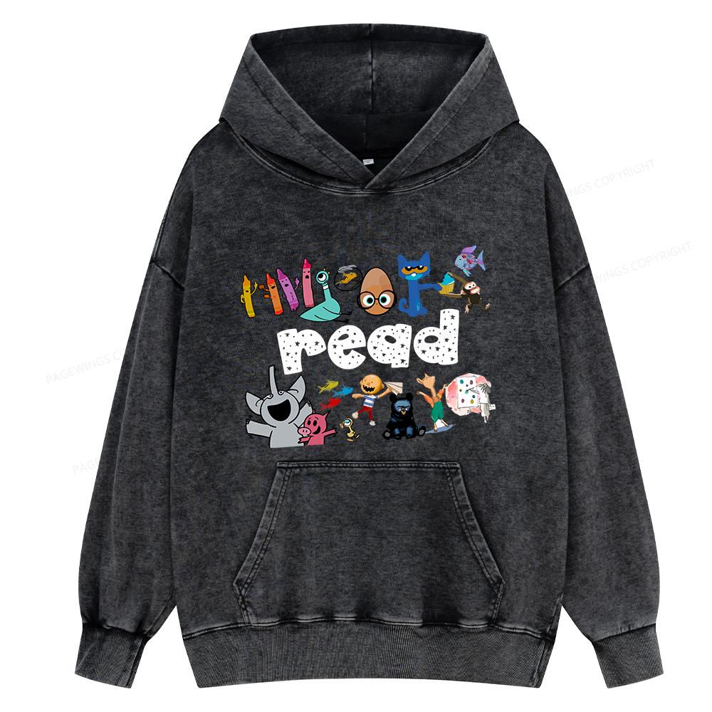 Pagewings Reading Bookish Unisex Washed Hoodie
