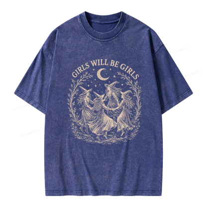 Pagewings Girls Will Be Girls Unisex Washed T-shirt