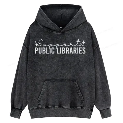 Pagewings Public Libraries Unisex Washed Hoodie