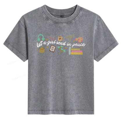 Pagewings Let a Girl Read in Peace Women's Washed T-shirt