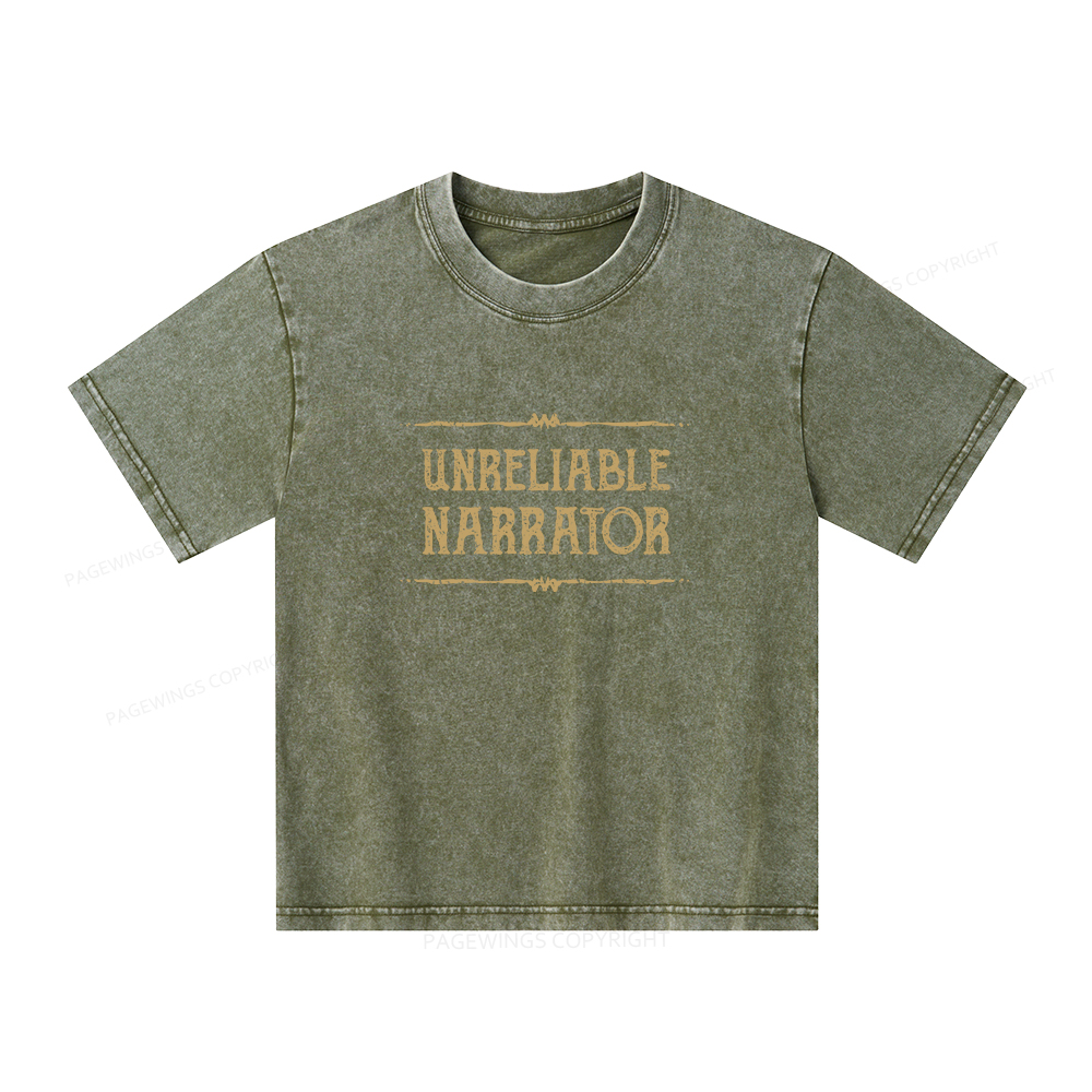 Pagewings  Unreliable Narrator Unisex Kids Washed T-shirt