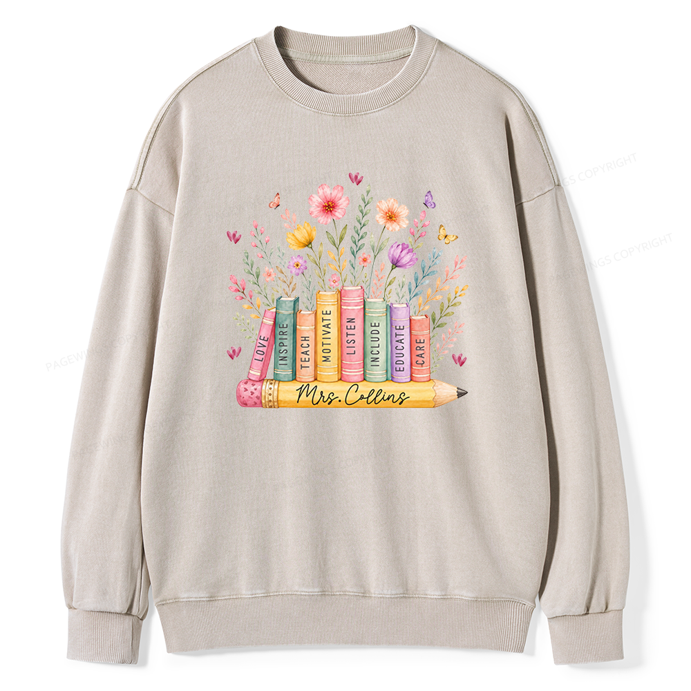 Pagewings Personalized Wildflower Books Unisex Washed Sweatshirt