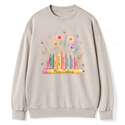Pagewings Personalized Wildflower Books Unisex Washed Sweatshirt