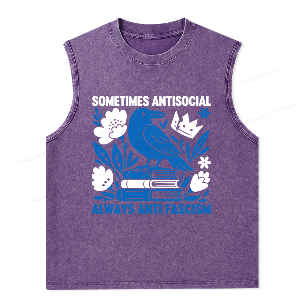 Pagewings Anti Fascism Unisex Washed Tank Top