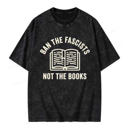 Pagewings Ban Fascists Not Books Unisex Washed T-shirt