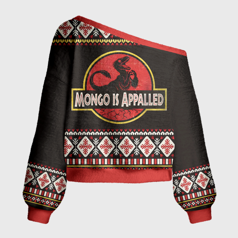Pagewings Sci Fi Book Lover Off Shoulder Ugly Knit Sweater
