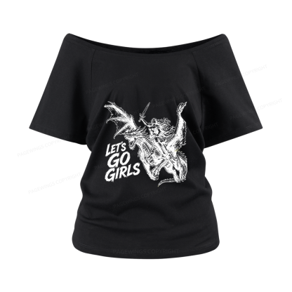Pagewings Woman Dragon Rider Women Off Shoulder T-shirts