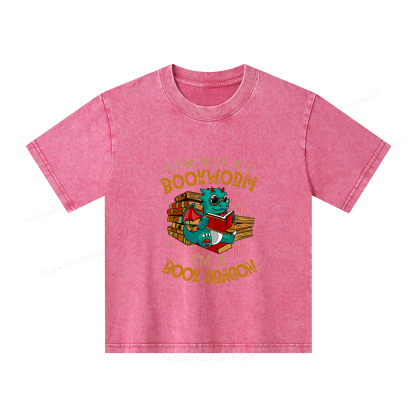 Pagewings Book Dragon T Shirts Unisex Kids Washed T-shirt