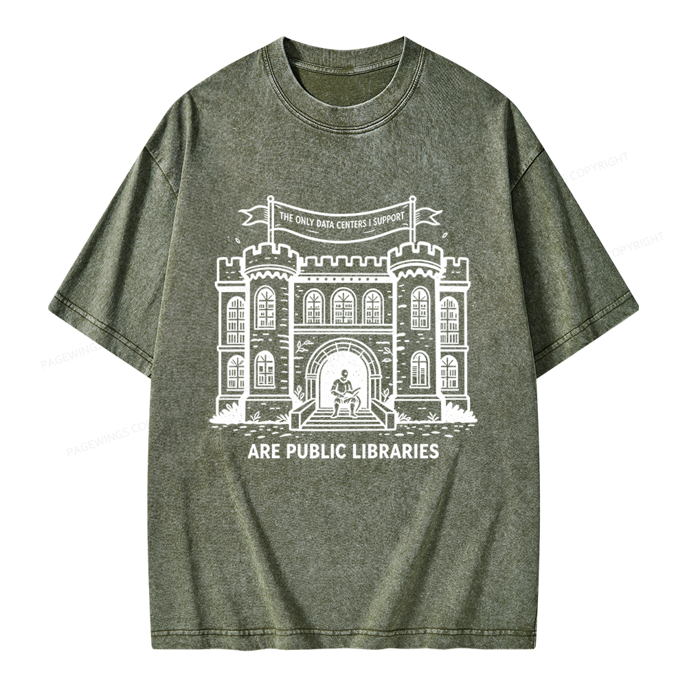 Pagewings I Support Are Public Libraries Unisex Washed T-shirt