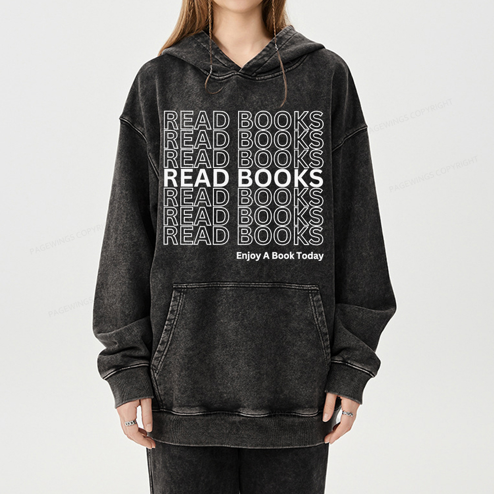 Pagewings Read Books Librarian Unisex Washed Hoodie