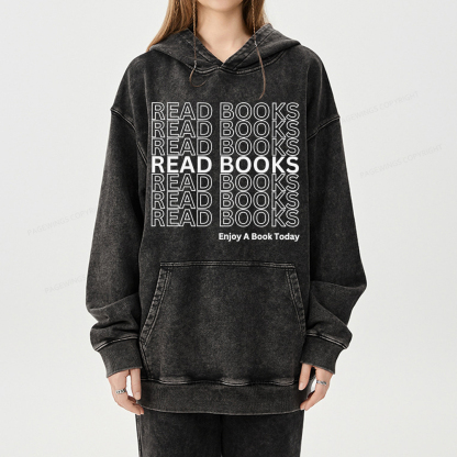 Pagewings Read Books Librarian Unisex Washed Hoodie