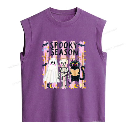 Pagewing Preppy Spooky Season Women's Washed Tank Top