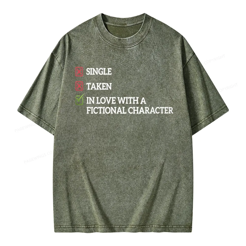 Pagewings In Love With A Fictional Character Unisex Washed T-shirt