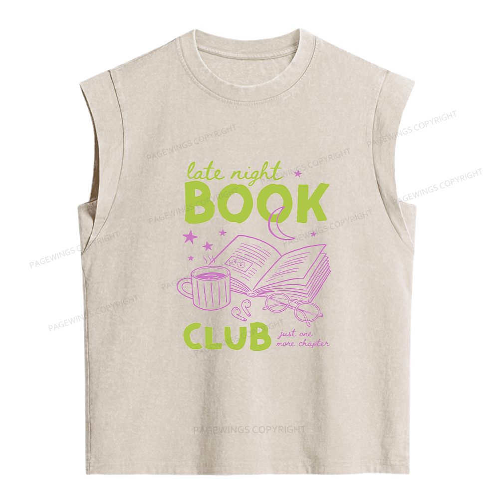 Pagewings Late Night Book Club Women's Washed Tank Top