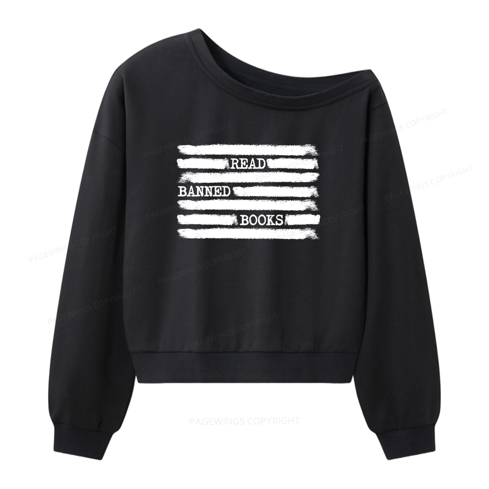 Pagewings Read Banned Books Women Off Shoulder Sweatshirt