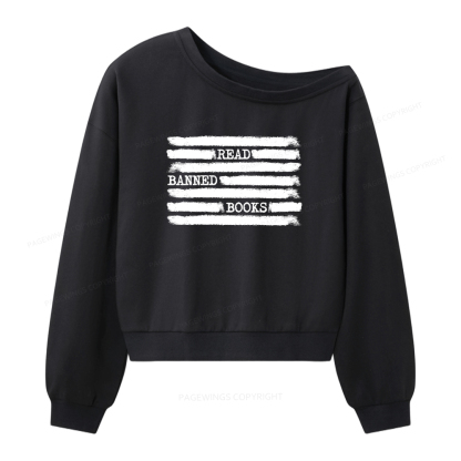 Pagewings Read Banned Books Women Off Shoulder Sweatshirt