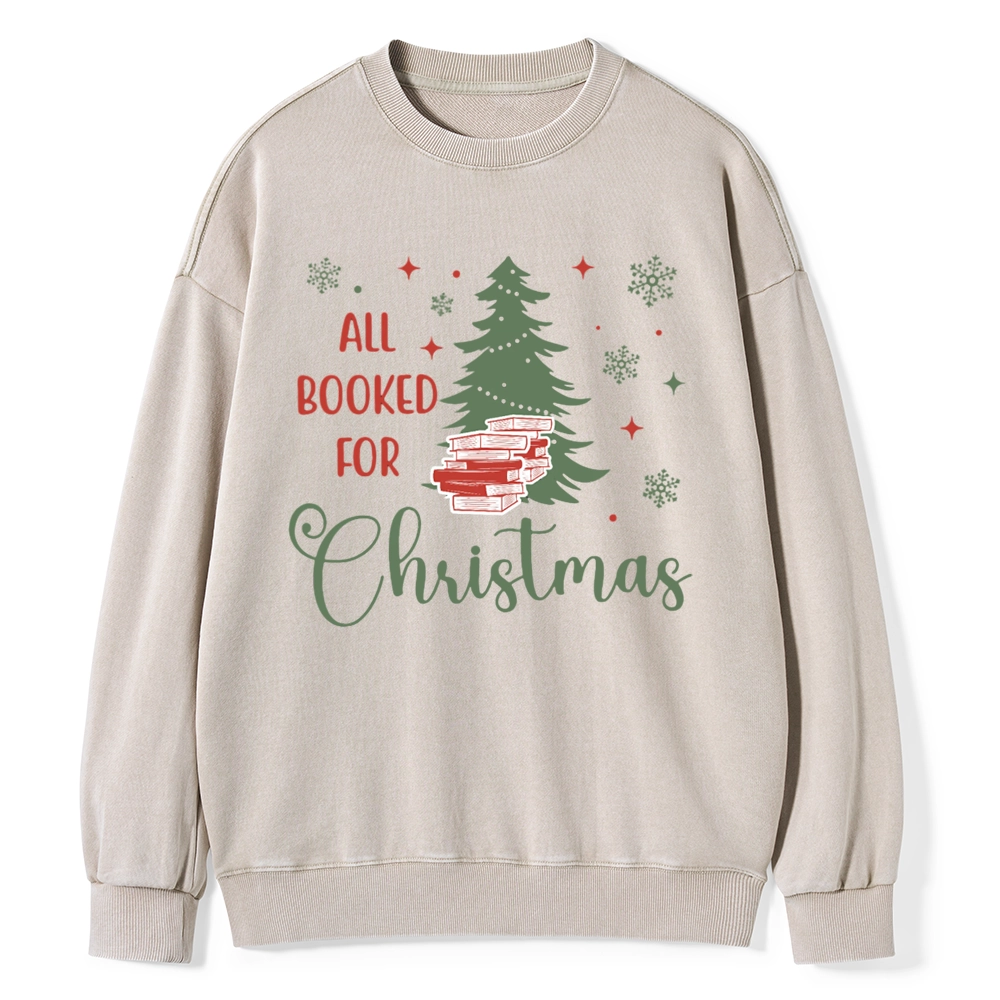 Pagewings All Booked for Christmas Unisex Washed Sweatshirt