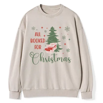 Pagewings All Booked for Christmas Unisex Washed Sweatshirt
