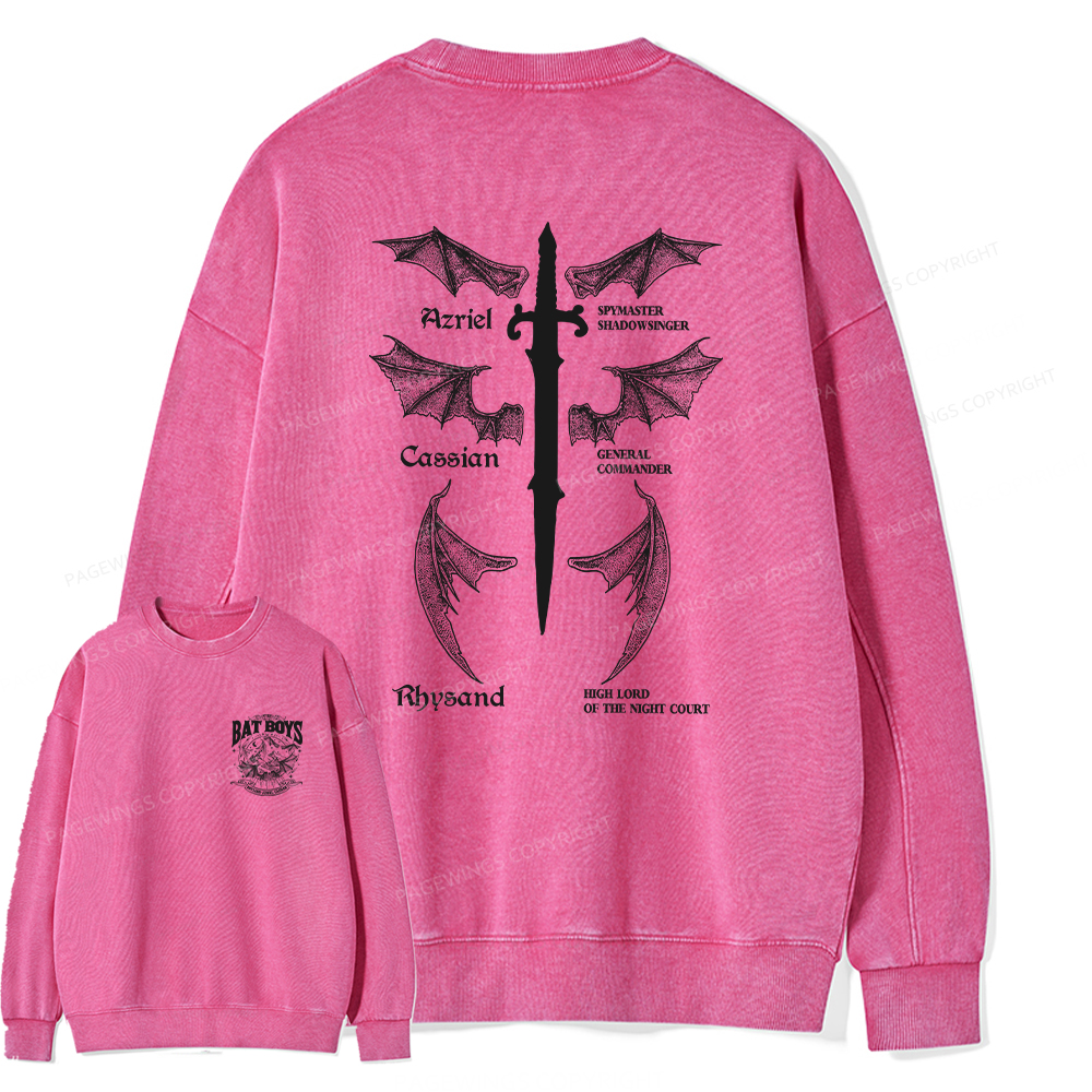 Pagewings Bat Boys Unisex Washed Sweatshirt