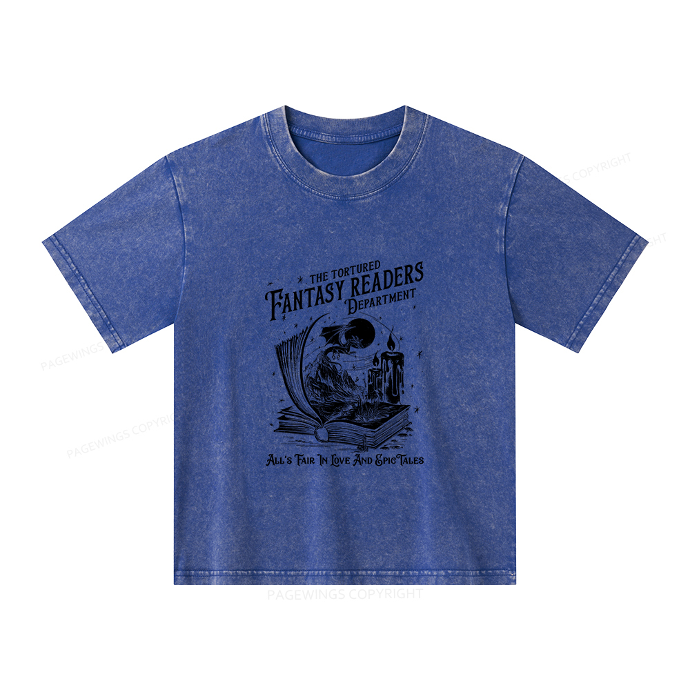 Pagewings The Tortured Fantasy Readers Department Unisex Kids Washed T-shirt