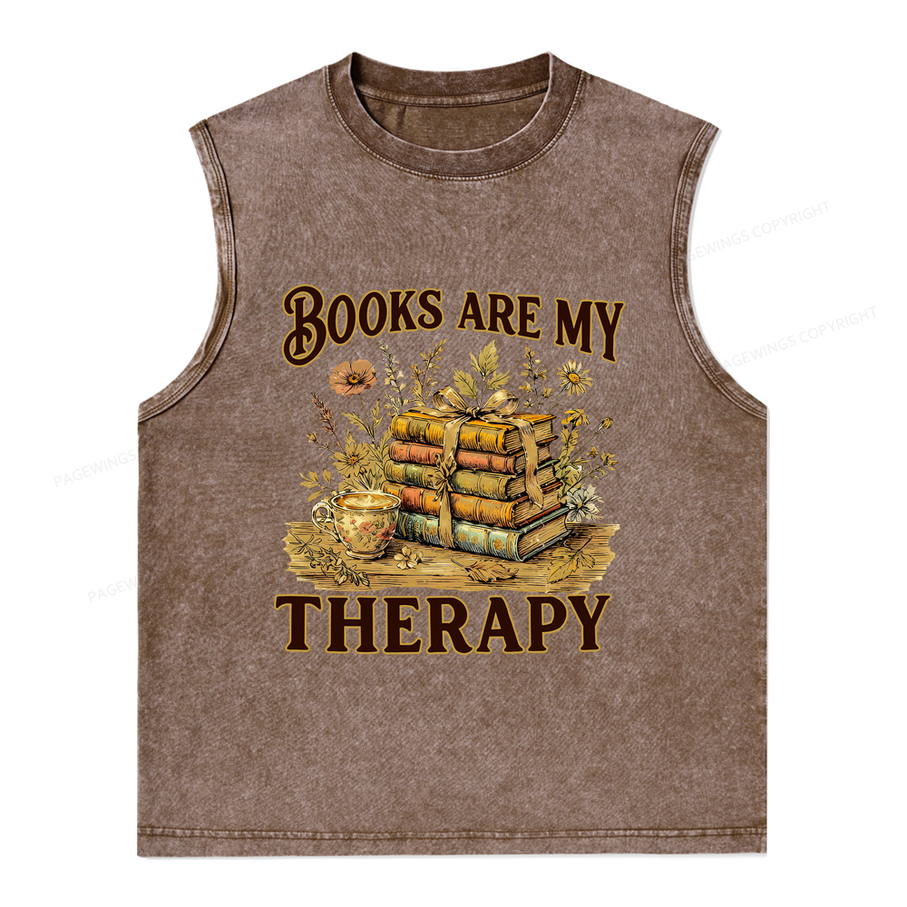 Pagewings Books Are My Therapy Unisex Washed Tank Top