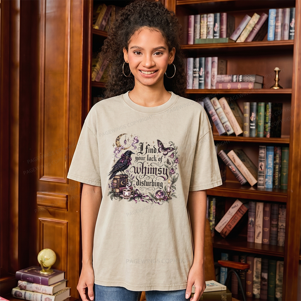 Pagewings Book I Find Your Lack of Whimsy Disturbing Unisex Washed T-shirt