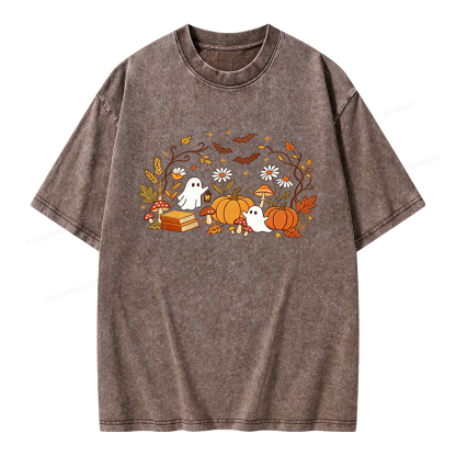 Pagewings Halloween Ghost Unisex Washed T-shirt