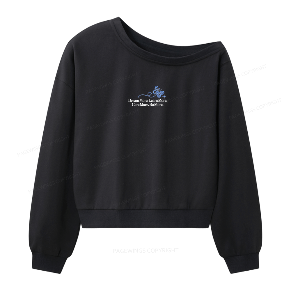 Pagewings Embroidered RIP Women Off Shoulder Sweatshirt