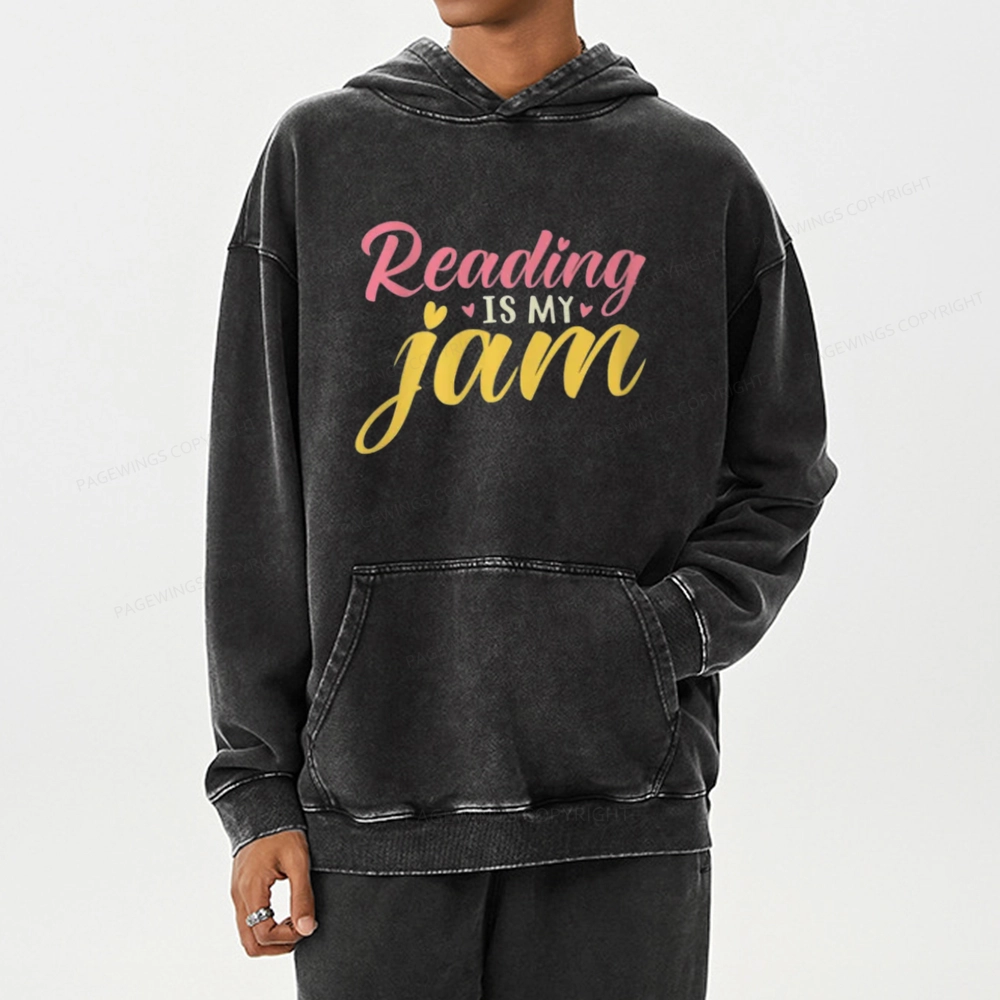 Pagewings Reading is My Jam Unisex Washed Hoodie