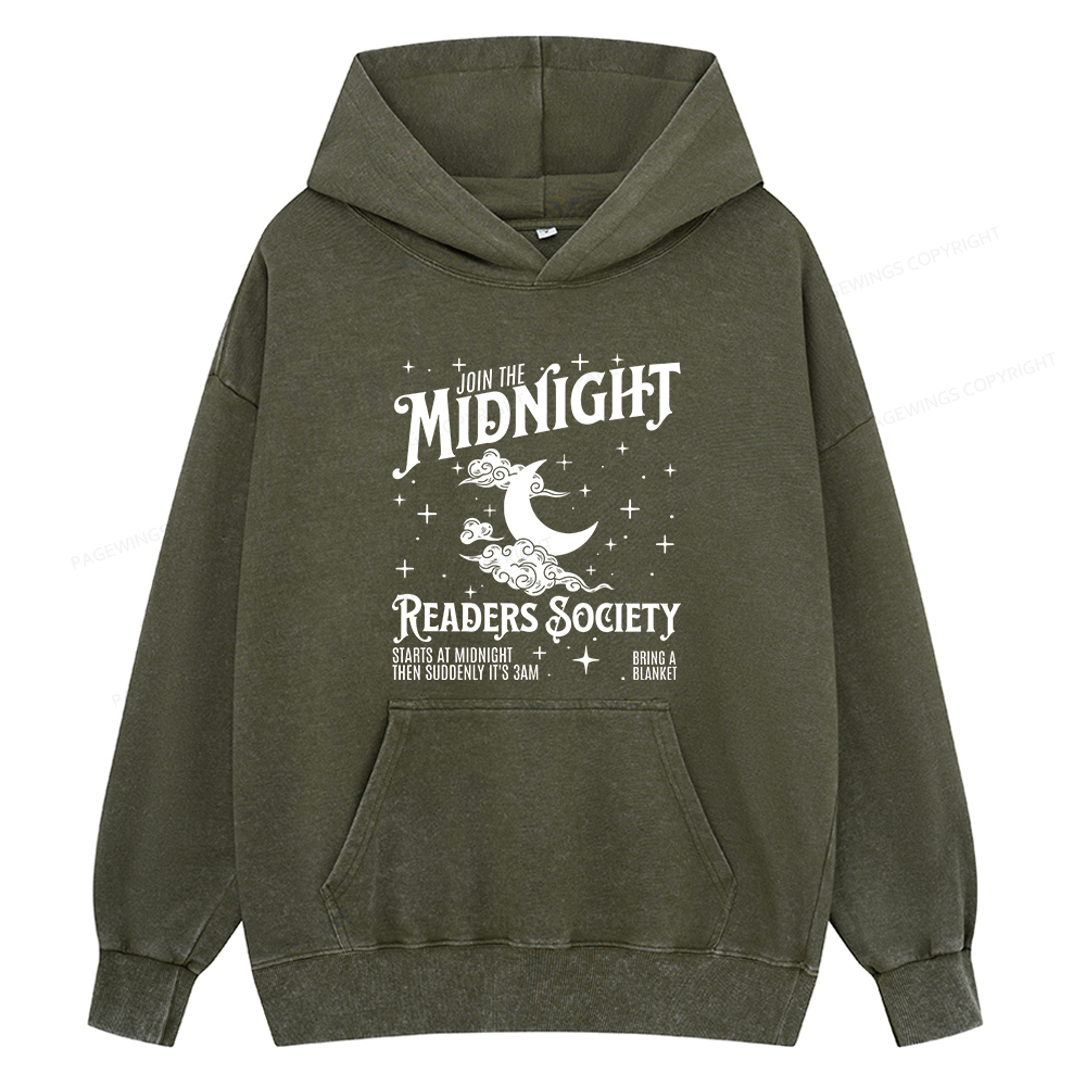 Pagewings Late Night Readers Book Club Unisex Washed Hoodie