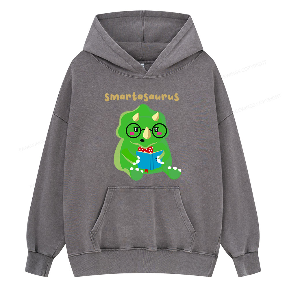Pagewing Smart Dinosaur Is Reading Seriously Unisex Washed Hoodie
