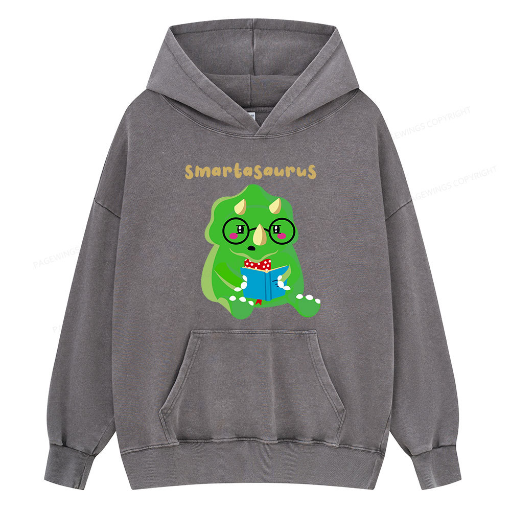 Pagewing Smart Dinosaur Is Reading Seriously Unisex Washed Hoodie