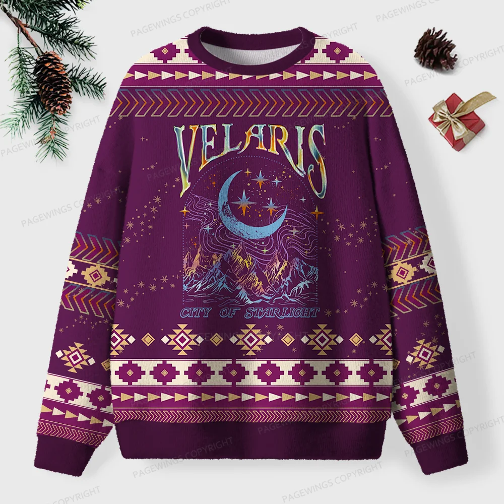 Pagewings Velaris City Of Starlight Unisex Ugly Knit Sweatshirt
